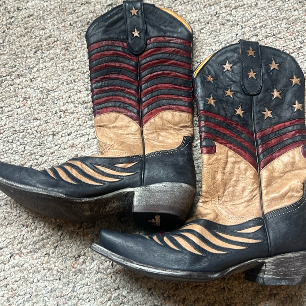 Old gringo American flag cowboy boots
